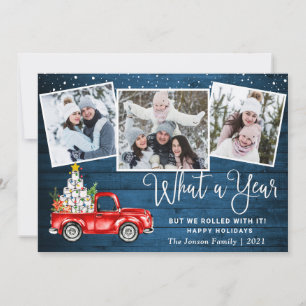 Tarjeta Festiva Qué año Navidades Red Farm Truck 3 Foto