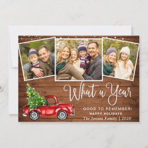 Tarjeta Festiva Qué año Navidades Red Farm Truck 3 Foto