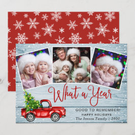 Tarjeta Festiva Qué año Navidades Red Farm Truck 3 Foto