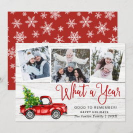 Tarjeta Festiva Qué año Navidades Red Farm Truck 3 Foto