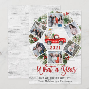 Tarjeta Festiva Qué año Navidades Red Farm Truck 6 Foto