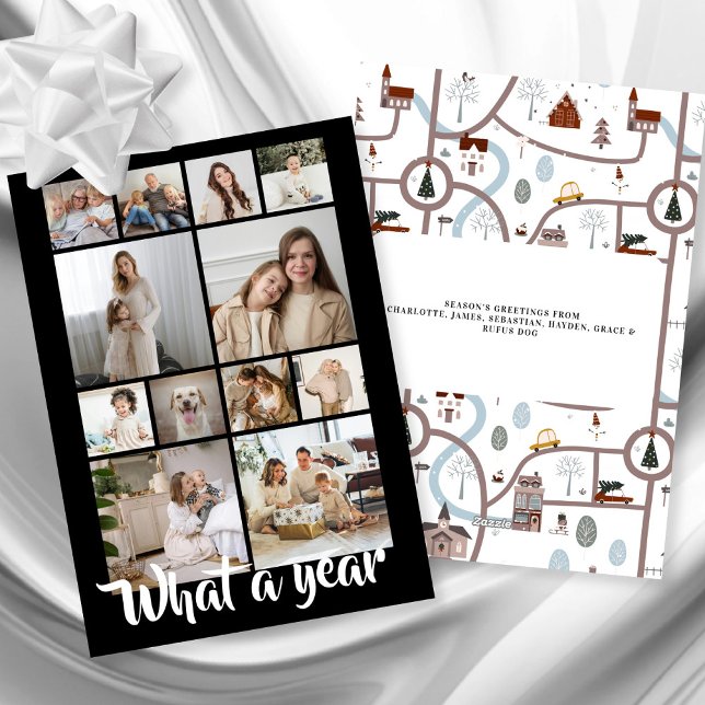 Tarjeta Festiva Qué año qué Navidades tan graciosos de fotografía  (What a Year What Fun Photo Christmas Personalized Holiday Card by Ricaso. Add 12 photographs
)