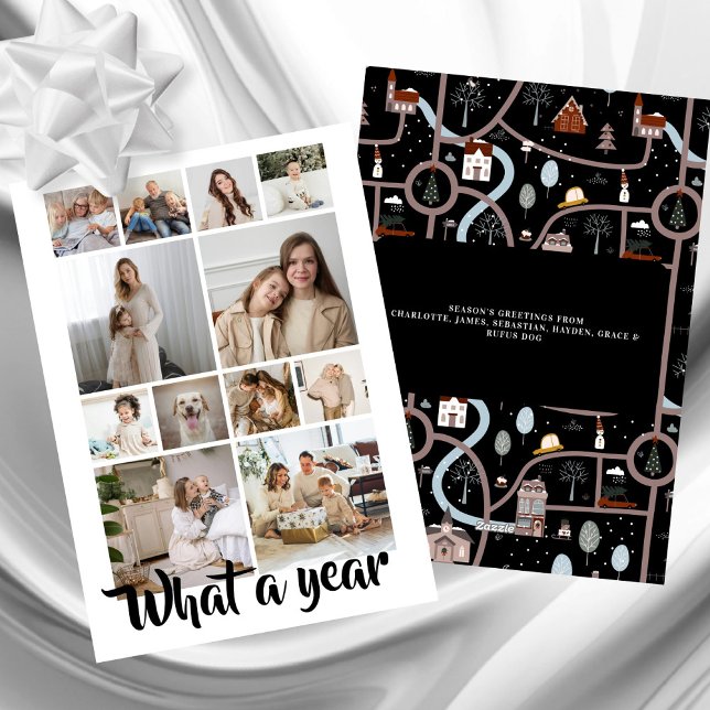 Tarjeta Festiva Qué año qué Navidades tan graciosos de fotografía  (What a Year What Fun Photo Christmas Personalized Holiday Card by Ricaso. Add 12 photographs
)