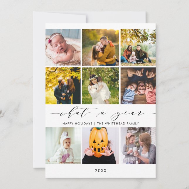 Tarjeta Festiva ¿Qué año | Revisión del año Fotos de Felices Fiest (Anverso)