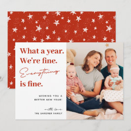 Tarjeta Festiva Qué año todo está bien. Foto divertida