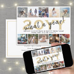 Tarjeta Festiva Qué Collage de fotos blanco y dorado de 10 años mo<br><div class="desc">¡Qué año para recordar! Envíe elegantes saludos alegres y comparta 10 de sus fotos favoritas con una tarjeta de vacaciones de collage de fotos personalizado 5x7. (IMAGEN PLACEMENT TIP: Una manera fácil de centrar una foto exactamente como quieres es recortarla antes de subirla al sitio web de Zazzle.) Todo el...</div>