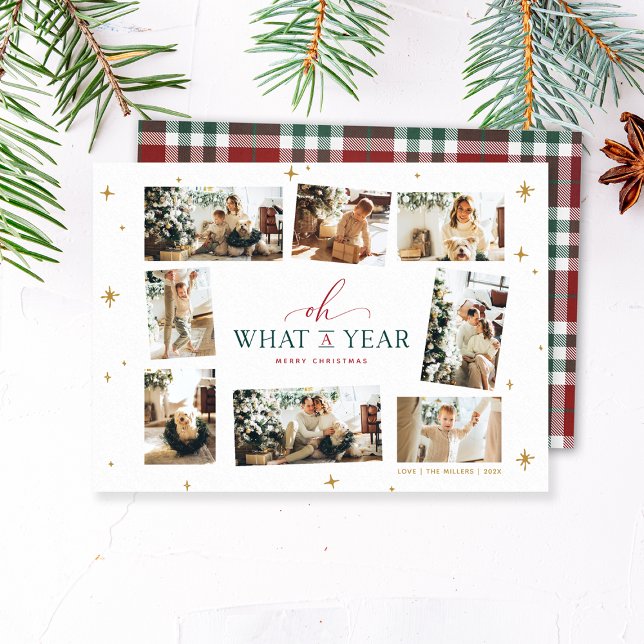 Tarjeta Festiva Qué Collage de fotos moderno de familia de un año (Subido por el creador)