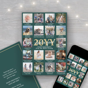 Tarjeta Festiva Qué collage de fotos y subtítulos del año 18 Verde