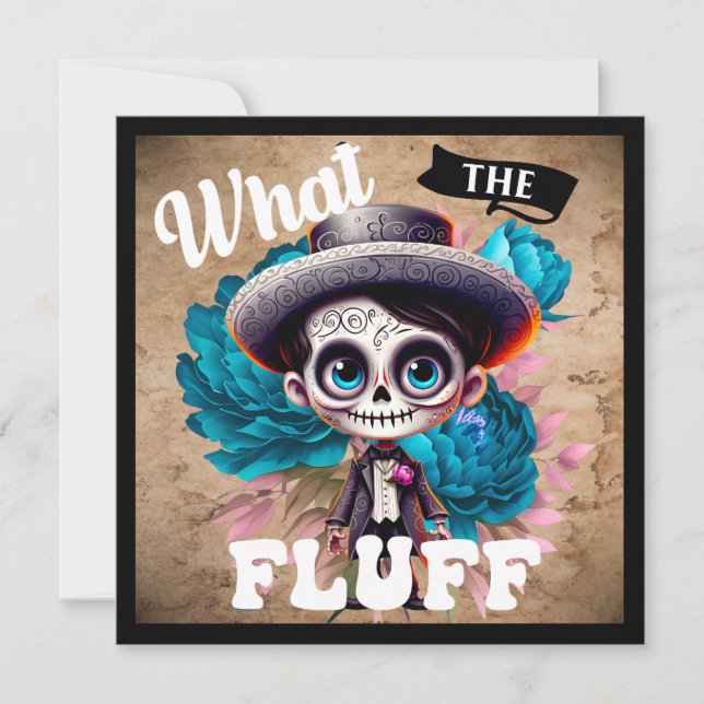 Tarjeta Festiva Qué Diablos Azúcar de Calavera (Anverso)