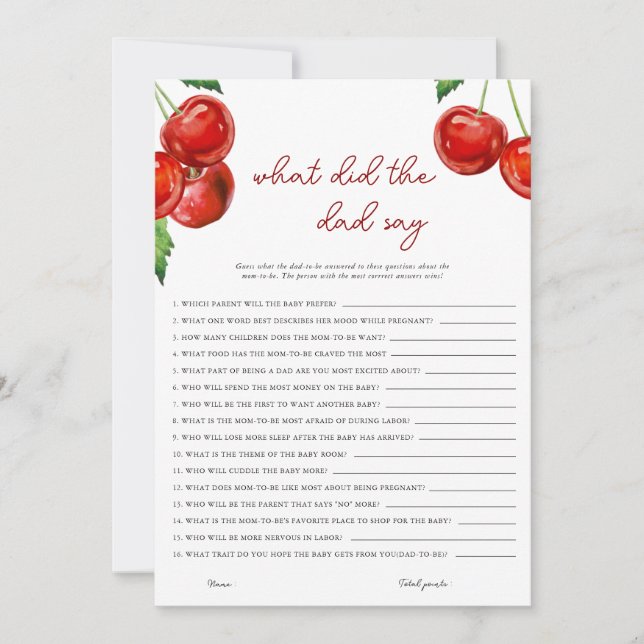 Tarjeta Festiva ¿Qué dijo el padre Baby Shower? (Anverso)