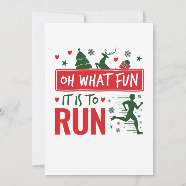 Tarjeta Festiva Qué divertido es correr Christmas Running Runner (Anverso)