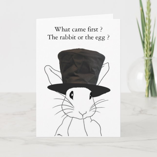 Tarjeta Festiva ¿Qué fue primero? ¿El conejo o el h... (Anverso)