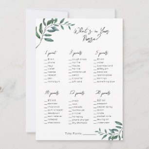 Tarjeta Festiva ¿Qué hay en tu bolso? Juego de novia / Baby Shower