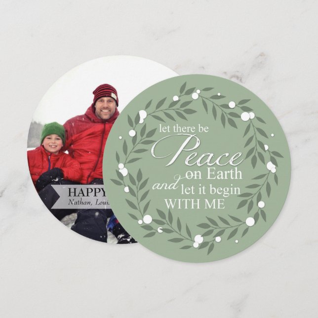 Tarjeta Festiva Que haya paz en la Tierra. Foto Personalizado (Anverso / Reverso)