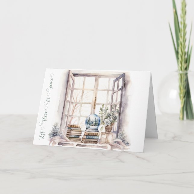 Tarjeta Festiva Que haya paz Globo de Nieve (Anverso)