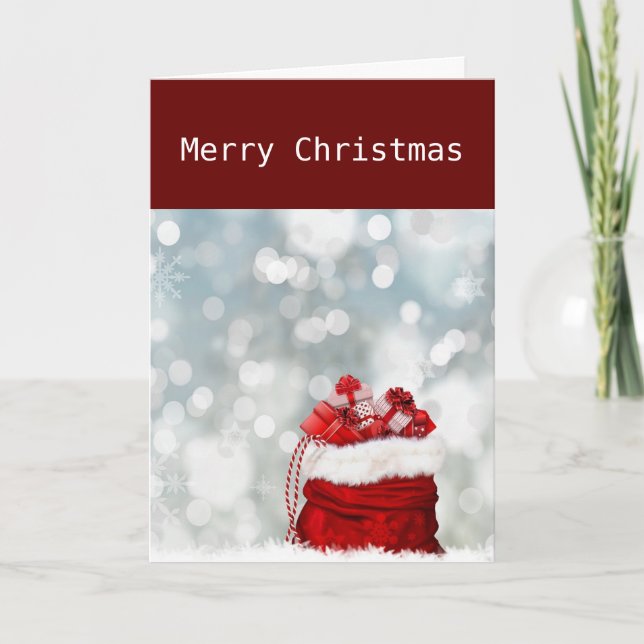 TARJETA FESTIVA QUE LA BOLSA DE PAPÁ NOEL TE TRAIGA JUSTO LO QUE N (Anverso)