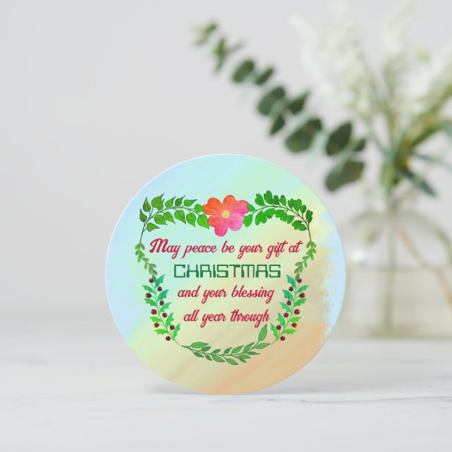 TARJETA FESTIVA QUE LA PAZ SEA TU REGALO A LOS NAVIDADES (Anverso de pie)