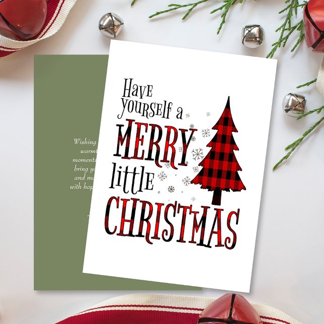 Tarjeta Festiva Que Los Navidades Se Jueguen Árbol (Celebrate the holidays with our charming plaid-style Christmas card, spreading warmth and joy to all)