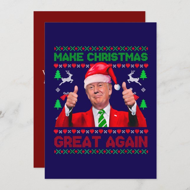 Tarjeta Festiva Que los Navidades vuelvan a ser buenos, dice Trump (Anverso / Reverso)