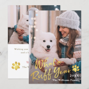 Tarjeta Festiva Qué mal año Mascota perro cachorro 2 foto saludo