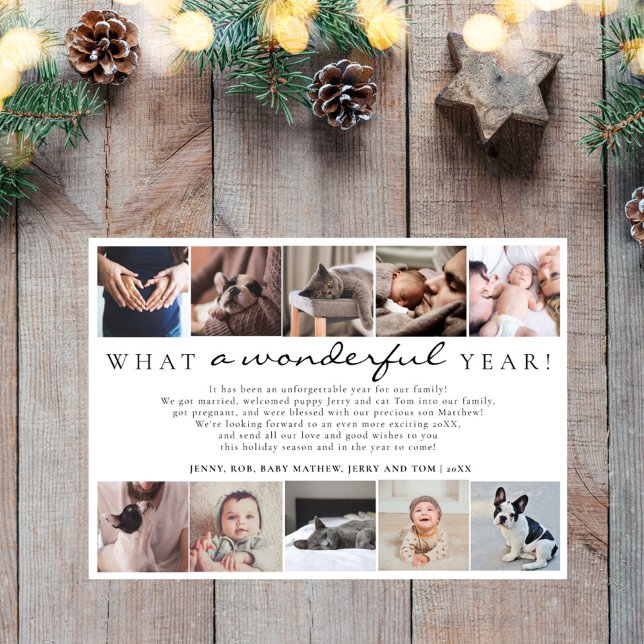 Tarjeta Festiva Qué maravilloso año en el Collage de fotos de rese (Subido por el creador)