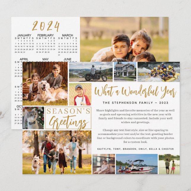 Tarjeta Festiva ¡Qué maravilloso calendario del año 11 Foto 2024! (Anverso / Reverso)