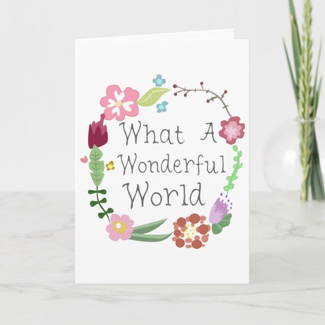 Tarjeta Festiva Qué Mundo Maravilloso - Floral Wreath (Anverso)