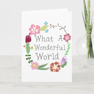 Tarjeta Festiva Qué Mundo Maravilloso - Floral Wreath