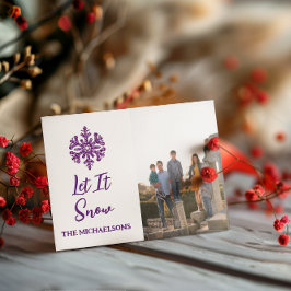 Tarjeta Festiva Que Nieva El Picado De Nieve Morado