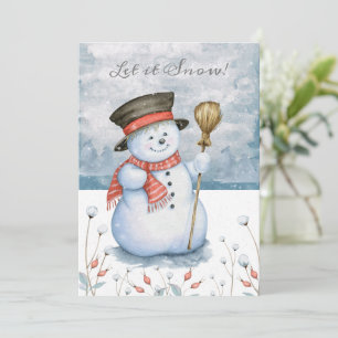 Tarjeta Festiva Que nieve, Feliz Navidad, Snowman personalizado