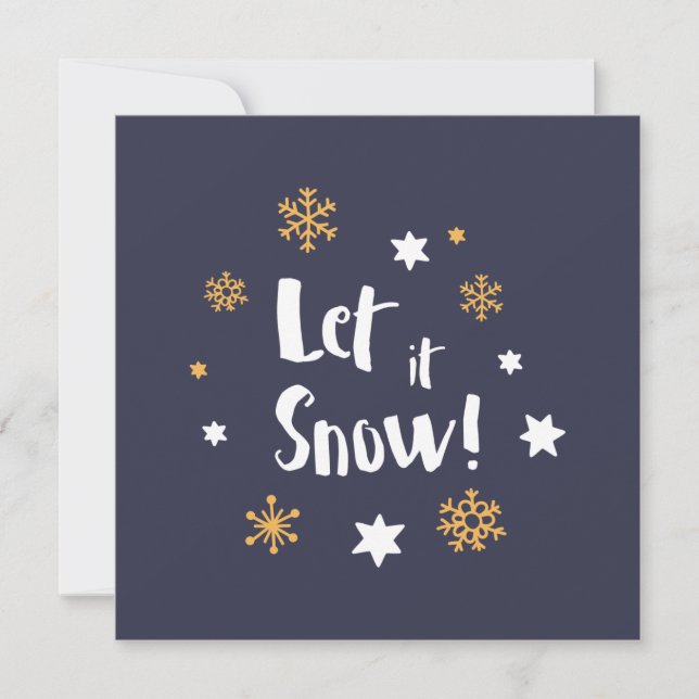 Tarjeta Festiva "¡Que nieve!" Navidades de caligrafía azul (Anverso)