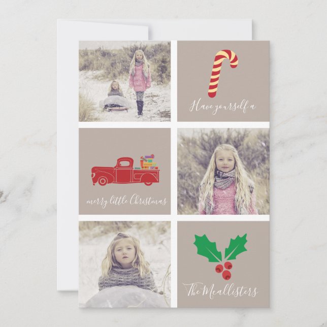 Tarjeta Festiva Que se hagan Navidades pequeños alegres bloqueen l (Anverso)