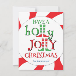 Tarjeta Festiva ¡Que tengan Navidades de Holly Jolly! Elf De Pimen