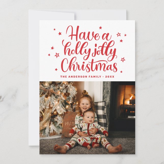 Tarjeta Festiva Que tengan Navidades muy alegres. Guión rojo lindo (Anverso)