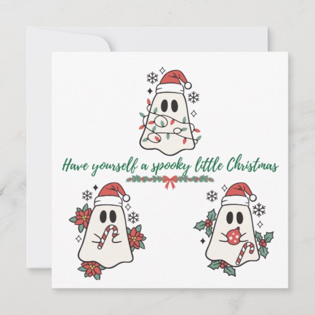 Tarjeta Festiva Que tengas pequeños Navidades fantasmales (Anverso)