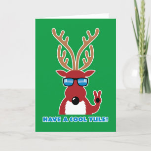 Tarjeta Festiva ¡Que tengas un Guay Yule! Sombrillas de renos