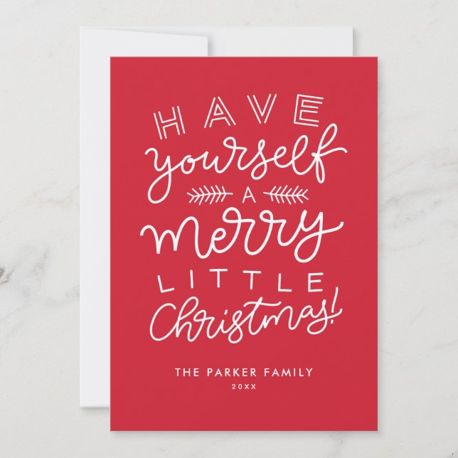 Tarjeta Festiva Que tengas unos buenos Navidades escribiendo rojo (Anverso)
