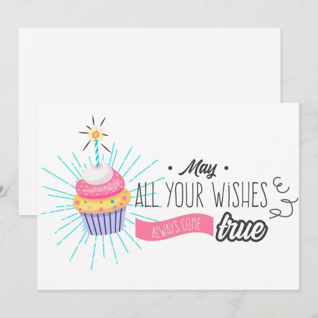 Tarjeta Festiva Que todos tus deseos se hagan realidad Cumpleaños (Anverso / Reverso)