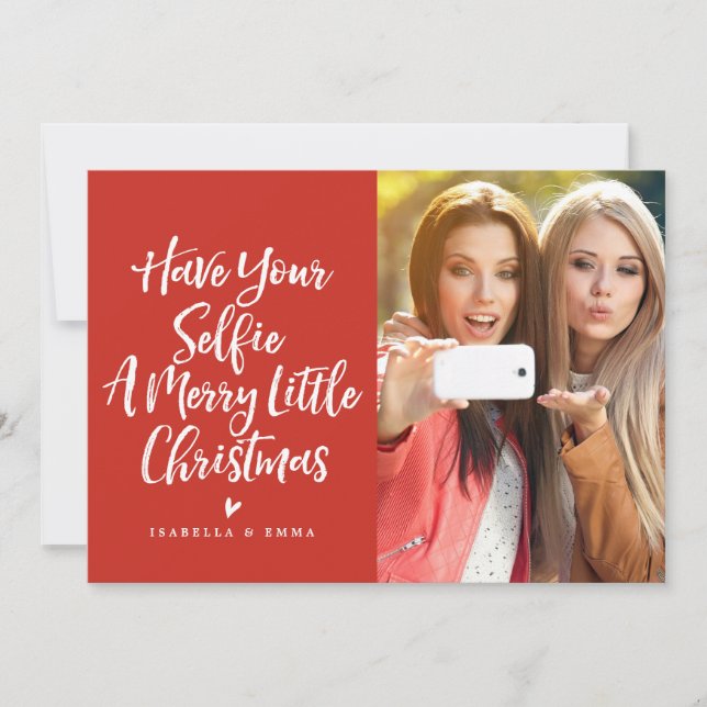 Tarjeta Festiva Que tu selfie sea un feriado de Navidades. (Anverso)