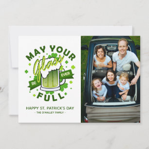 Tarjeta Festiva Que tu vaso esté lleno de cerveza verde Shamrock i