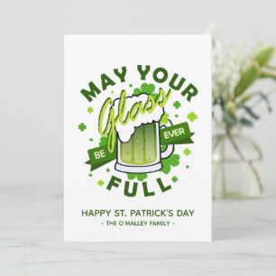 Tarjeta Festiva Que Tu Vaso Esté Lleno de Cerveza Verde Trebol Irl