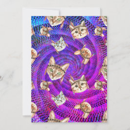 Tarjeta Festiva Quebecois Cumpleaños Hippie gato cabezas psicodéli