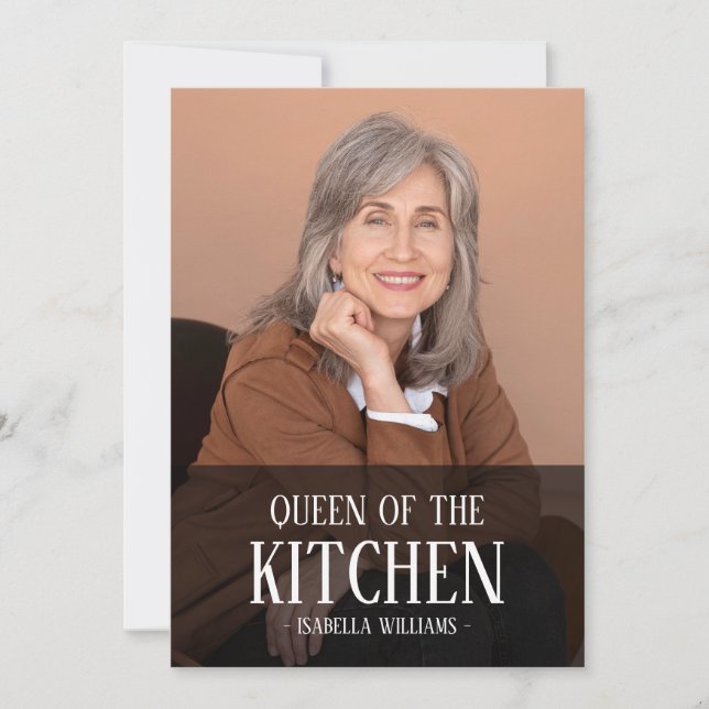 Tarjeta Festiva Queen of the Kitchen Editable Photo Name Design (Anverso)