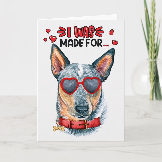 Tarjeta Festiva Queensland Heeler Dog Te Ama Valentine (Anverso)