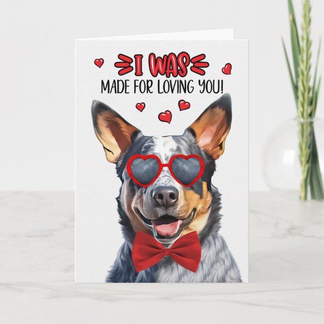 Tarjeta Festiva Queensland Heeler Dog Te Ama Valentine (Anverso)