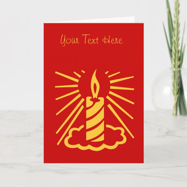 Tarjeta Festiva quema de velas de oro contemporáneas para navidade (Anverso)