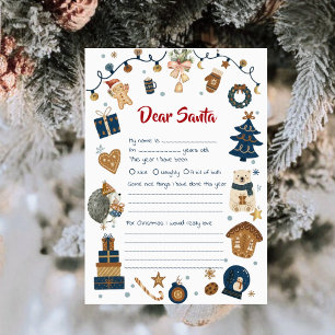 Tarjeta Festiva Querida Carta Mágica a Santa para Niños – Lista de
