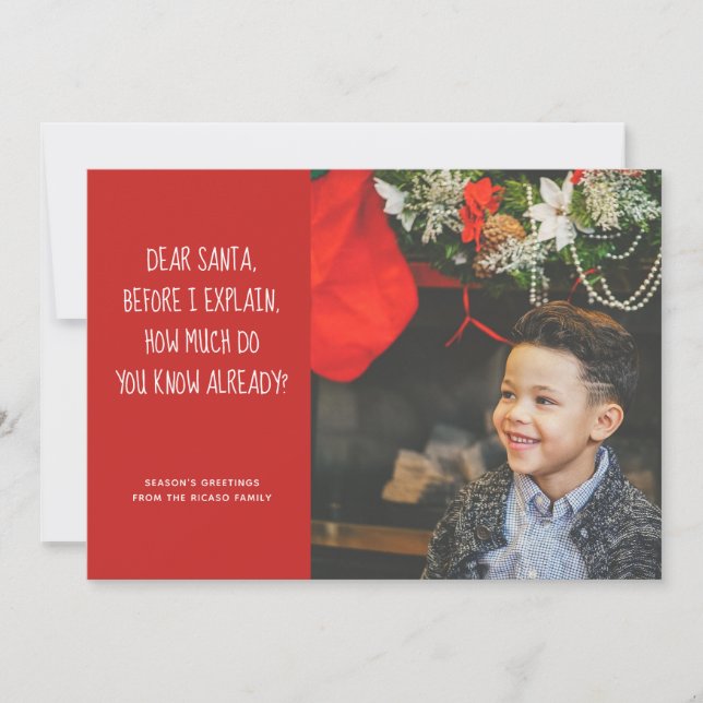 Tarjeta Festiva Querido Papá Noel, ¿Cuánto Sabes Ya? Navidades (Anverso)