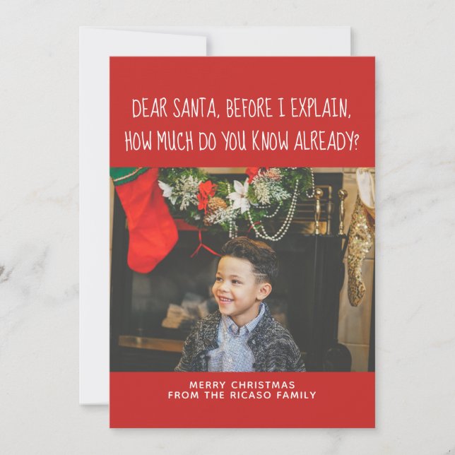 Tarjeta Festiva Querido Papá Noel, ¿Cuánto Sabes Ya? Navidades (Anverso)