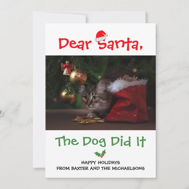 Tarjeta Festiva Querido Papá Noel, el perro lo hizo divertido foto (Anverso)